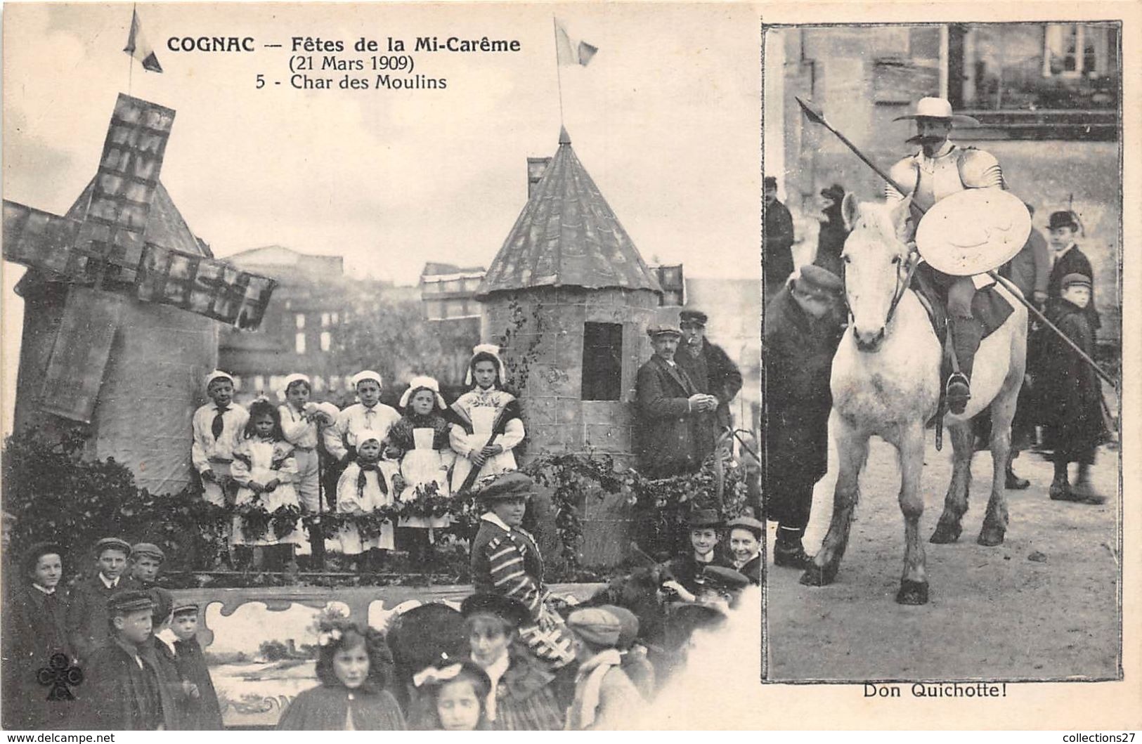 16-COGNAC- FÊTE DE LA MI-CARÊME, CHAR DES MOULINS 21 MARS  1909 - Cognac