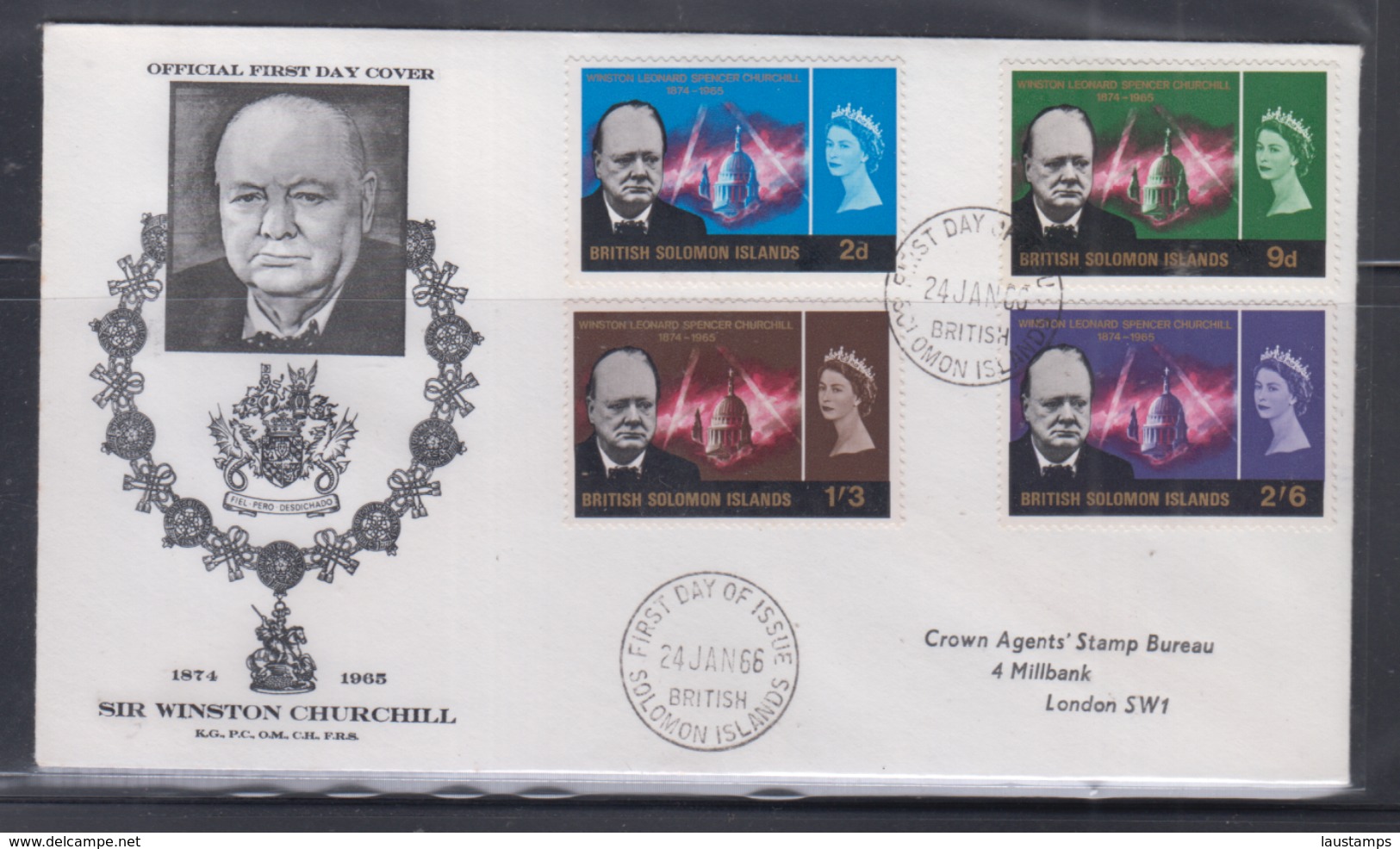 British Solomon Islands 1966 Sir Winston Churchill FDC - Sir Winston Churchill