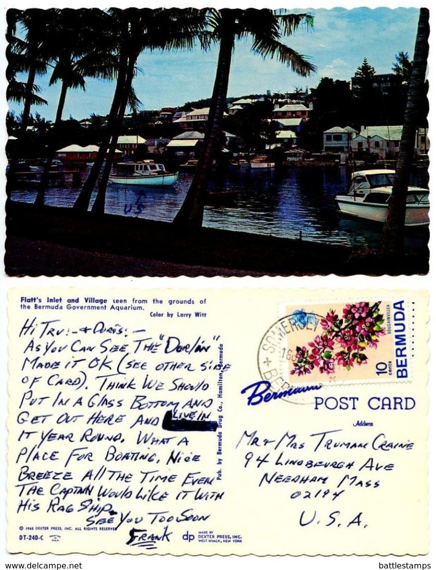 Bermuda 1970‘s Postcard Flatt’s Inlet And Village, Somerset Postmark - Bermuda