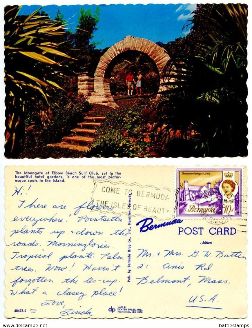 Bermuda 1969 Postcard Moongate At Elbow Beach Surf Club - Bermuda