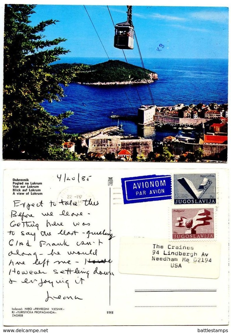 Yugoslavia 1985 Postcard Dubrovnik - Lokrum With Cablecar - Yugoslavia