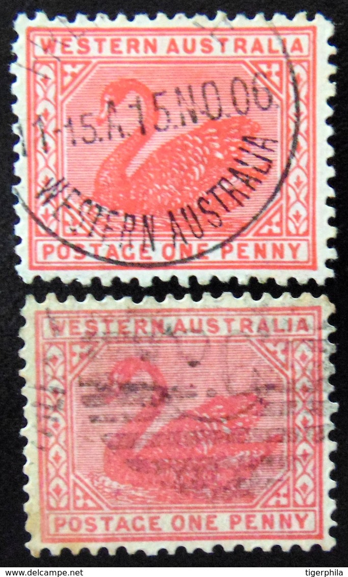 WESTERN AUSTRALIA 1902-05 1d Swan Used BOTH WATERMARKS - Oblitérés