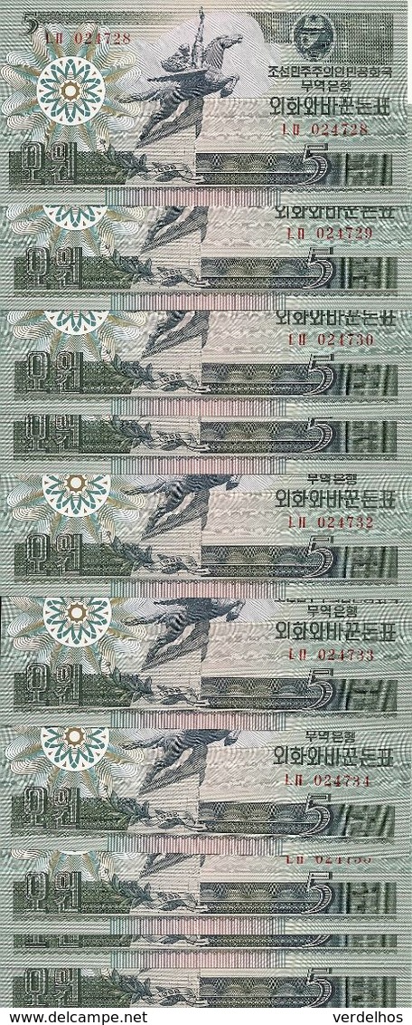 COREE DU NORD 5 WON 1988 UNC P 28 ( 10 Billets ) - Corea Del Norte