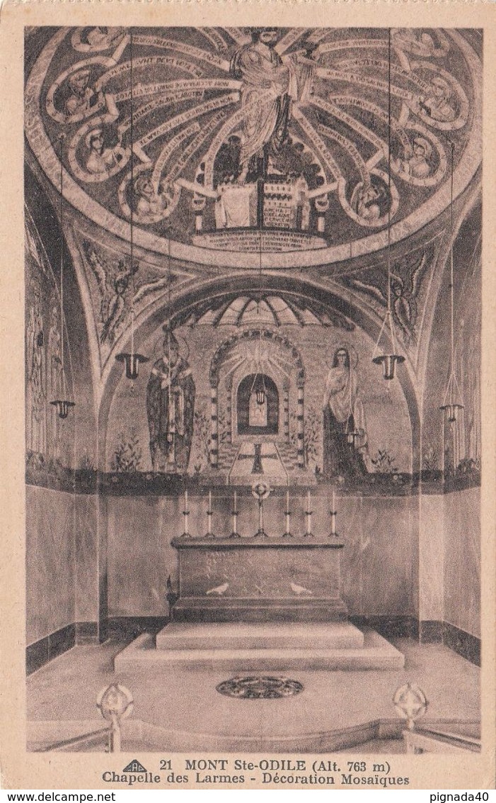 Cp , 67 , MONT-SAINT-ODILE , Chapelle Des Larmes , Décoration Mosaïques - Sainte Odile