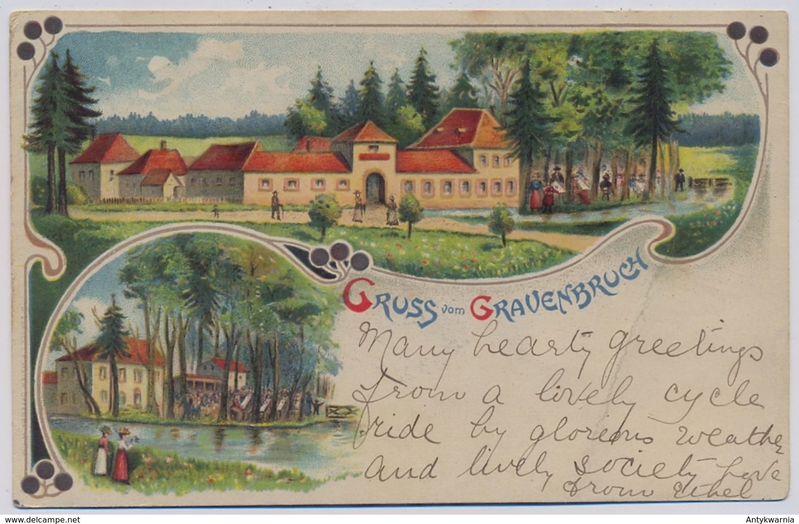 Lithographie Neu-Isenburg Partie Am Gasthaus Gravenbruch 1904y. E412 - Neu-Isenburg