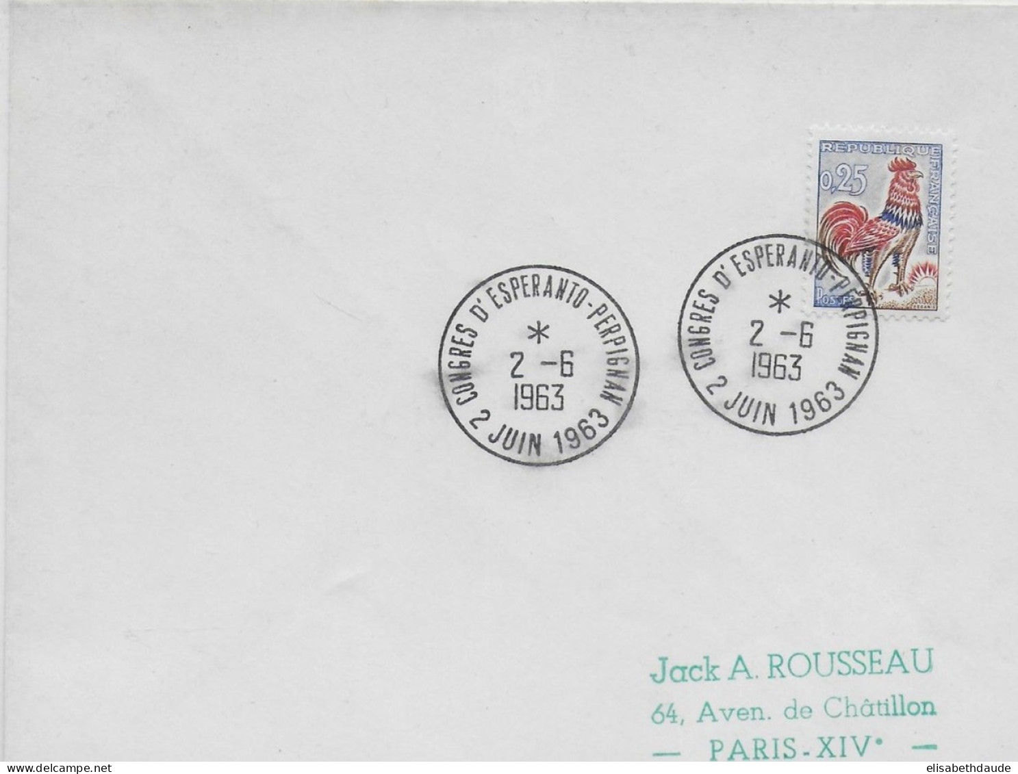 ESPERANTO - FRANCE - 1963 - ENVELOPPE Avec OBLITERATION TEMPORAIRE - Gedenkstempels