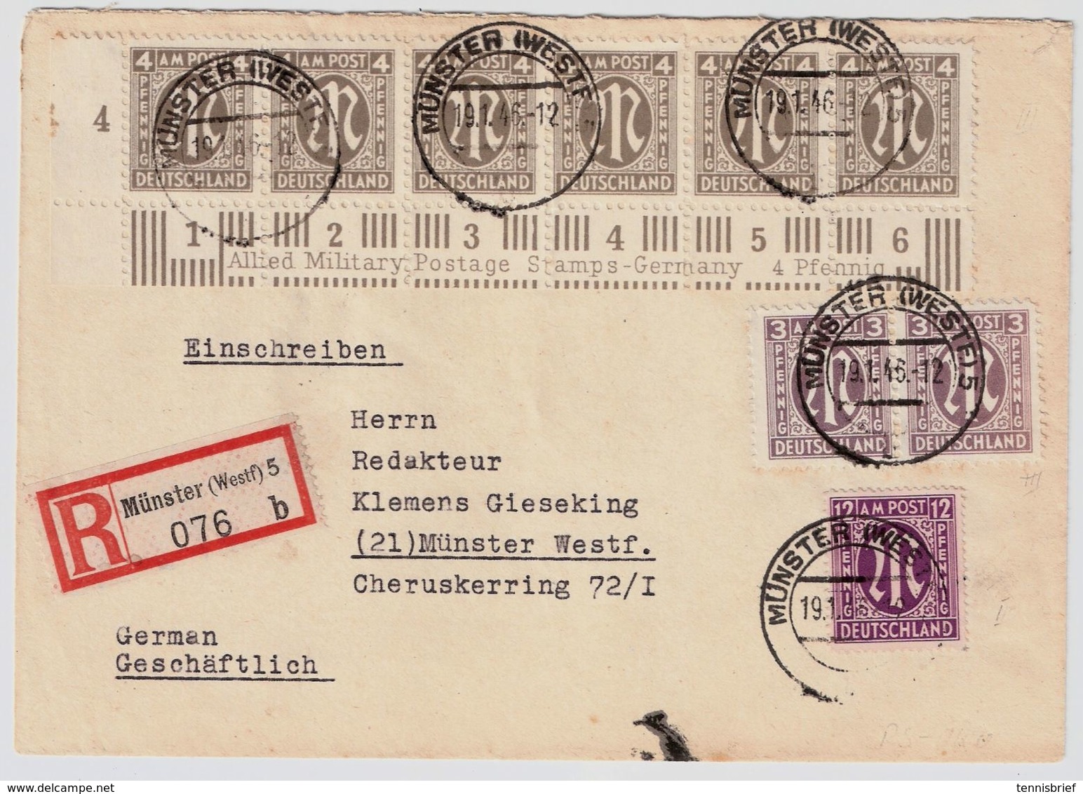 1946, 6er Streifen, Volle Rand-Inschrift, Portogerecht , #a745 - Cartas & Documentos
