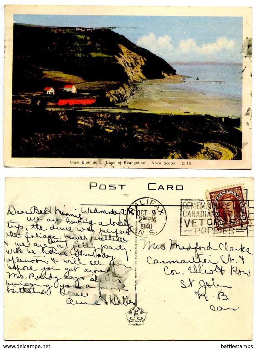 Canada 1940 Postcard Cape Blomidon, “Land Of Evangeline” - Nova Scotia - Other & Unclassified