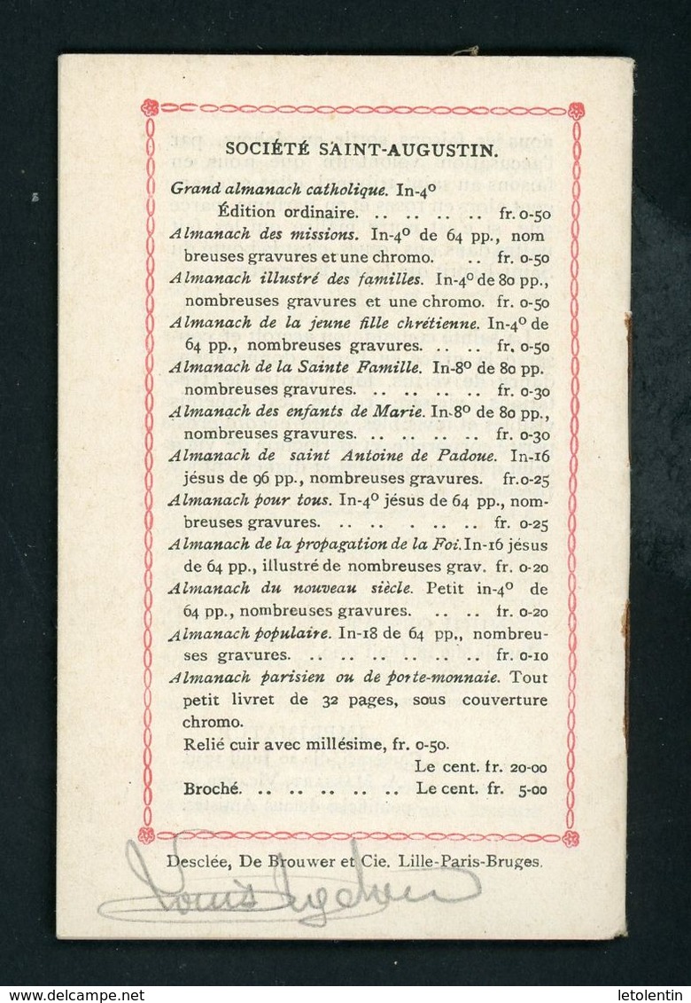 PETIT ALMANACH "PETITES FLEURS ET SOUHAITS PIEUX DE St FRANÇOIS DE SALES POUR 1911" LIVRET DE 15 FEUILLETS DE 6,5 X 10,2 - Petit Format : 1901-20