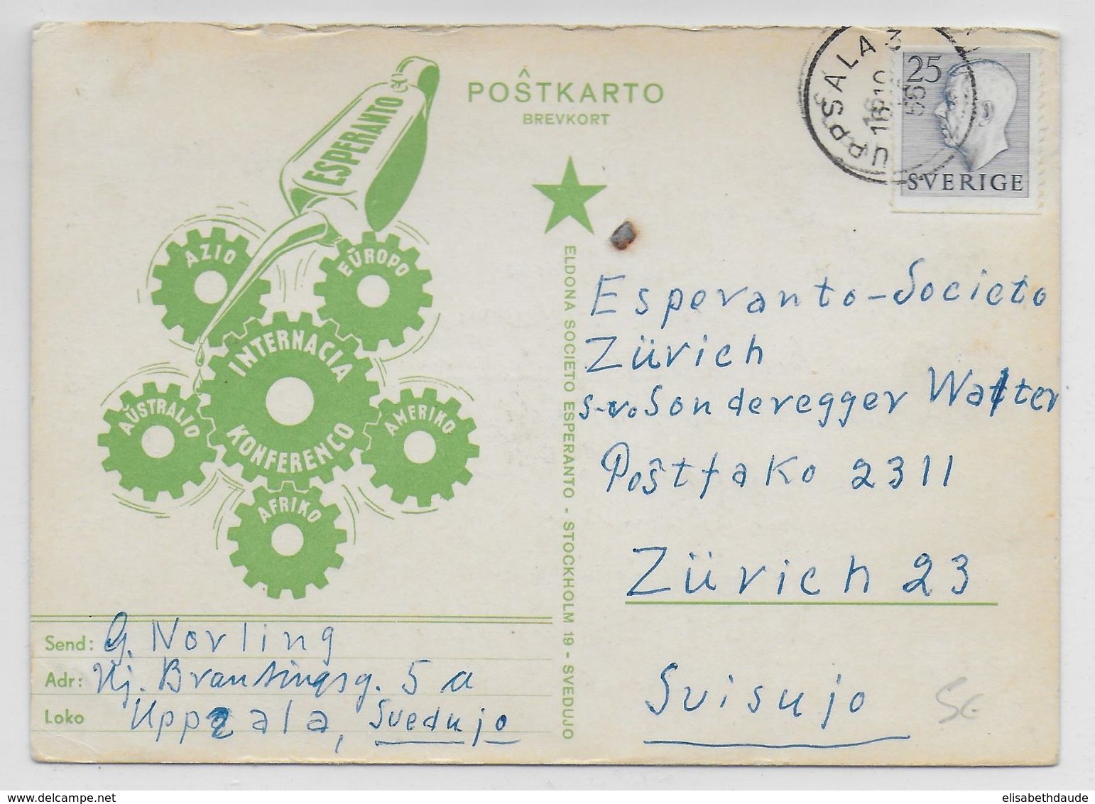 ESPERANTO - SUEDE - 1956 - CARTE ILLUSTREE De PROPAGANDE - Esperanto