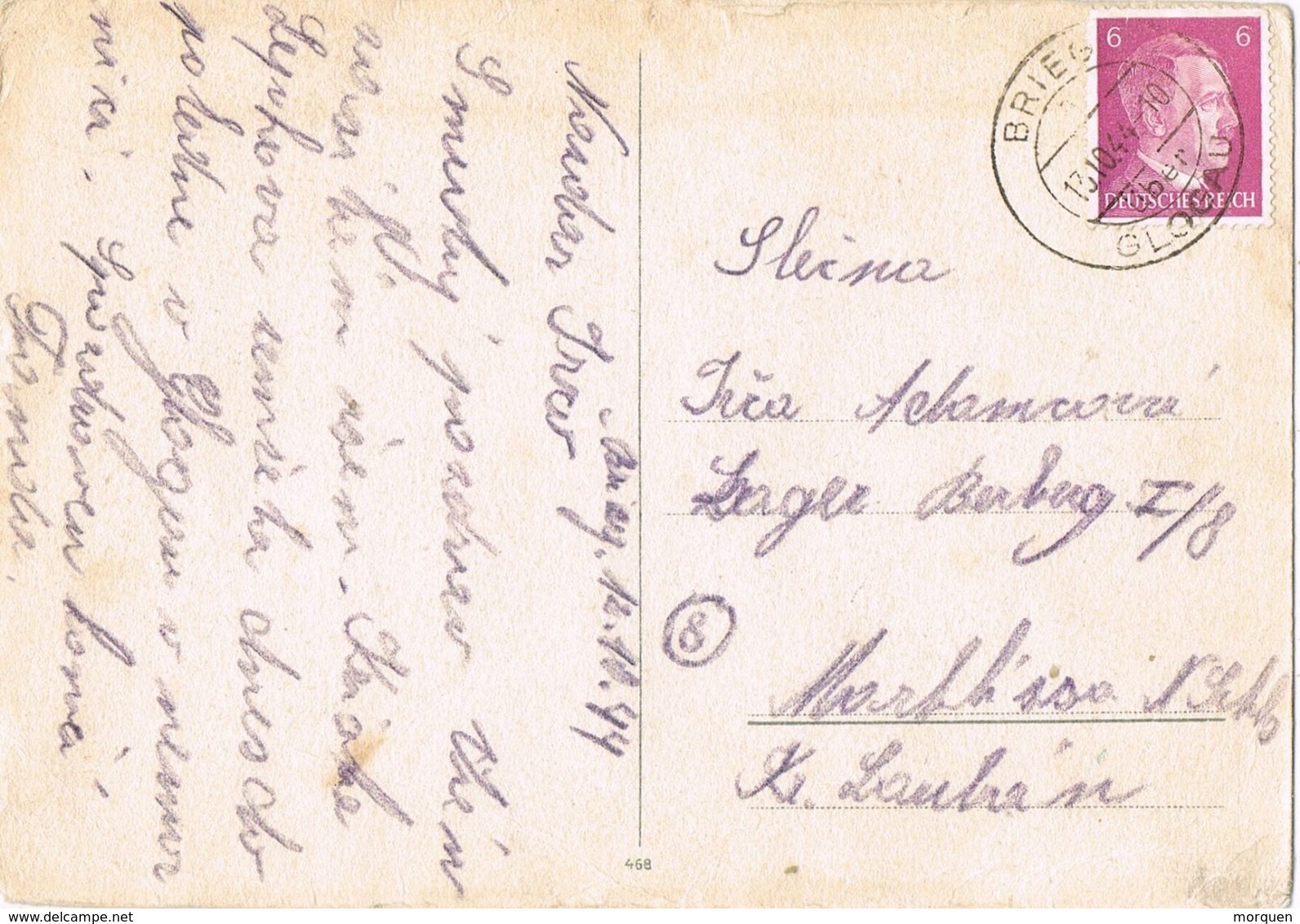 29289. Postal BRIEG (Glocau) Alemania Reich 1944 - Cartas & Documentos