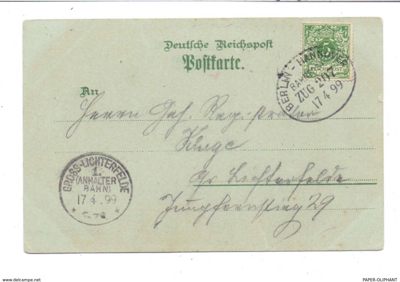 0-3500 STENDAL, Lithographie 1899, 5 Ansichten, Bahnpost Berlin-Hannover - Stendal