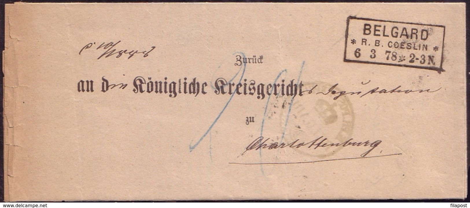 Pommern Germany Poland 1878, Letter From Belgard - Bialogard To Charlottenburg  W215. - ...-1860 Prephilately