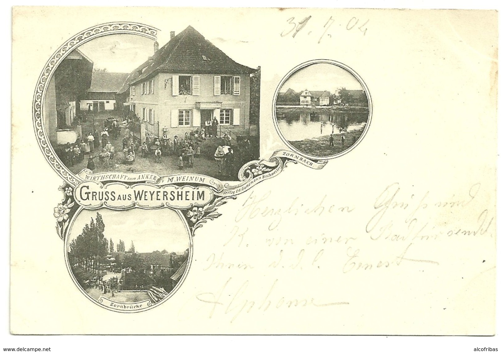 67  Cpa Gruss Aus Weyersheim Multivues Restaurant A L Ancre Weinum Belle Animation Zorn 1904 - Sonstige & Ohne Zuordnung