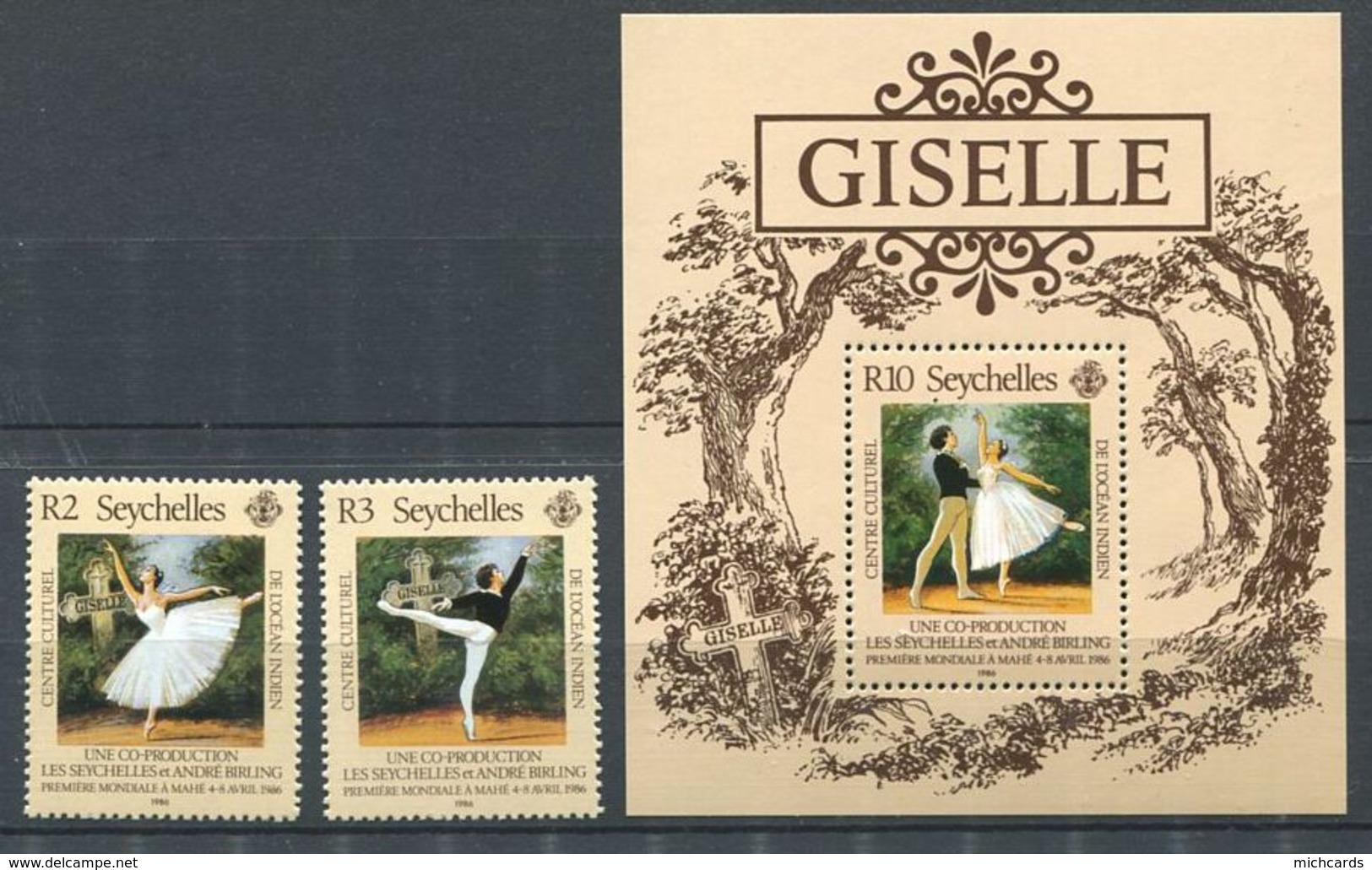 234 SEYCHELLES 1986 - Yvert 599/600 BF 27 - Giselle Danse - Neuf ** (MNH) Sans Trace De Charniere - Seychelles (1976-...)