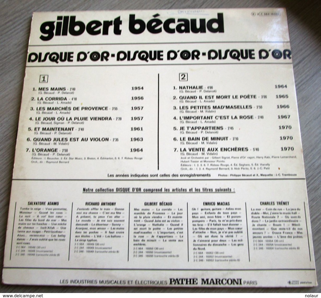 Gilbert Bécaud - Disque D'Or - Autres - Musique Française