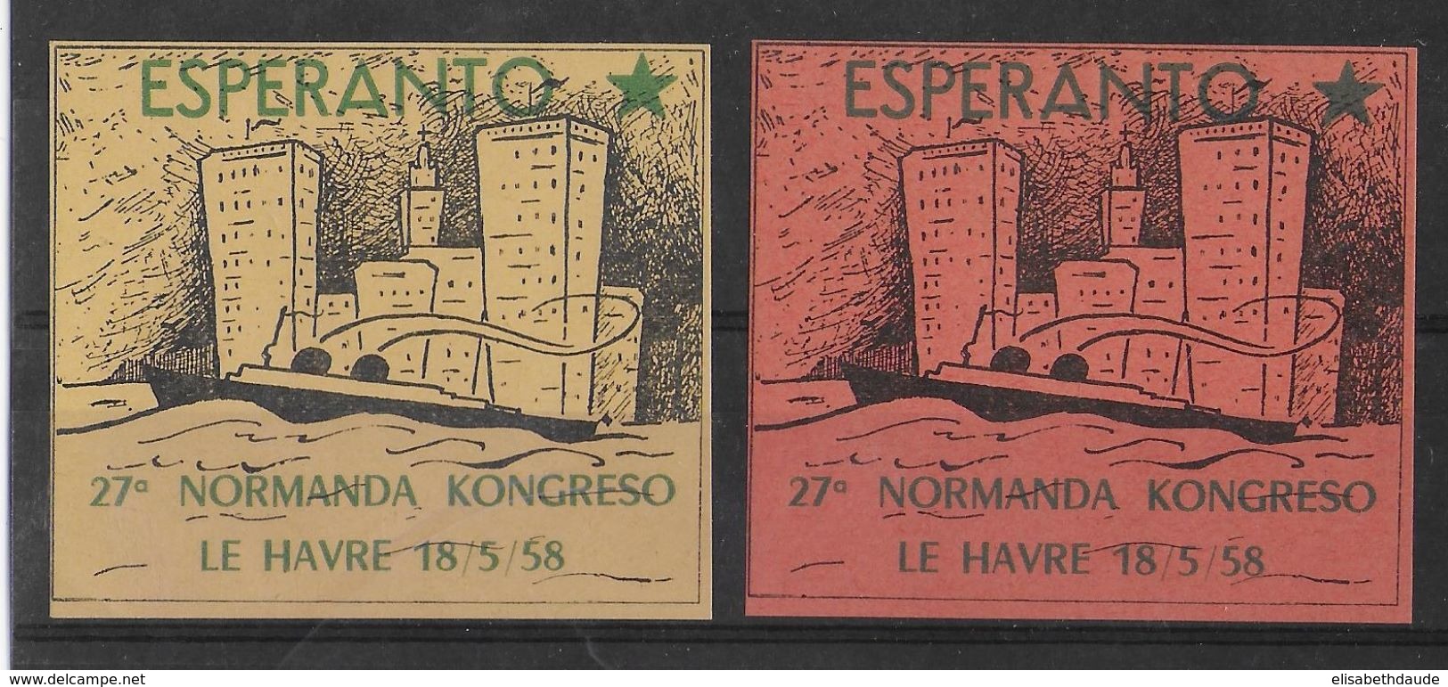 ESPERANTO - 1958 - VIGNETTES Du CONGRES De NORMANDIE Au HAVRE NEUVES AVEC GOMME ** - Esperanto