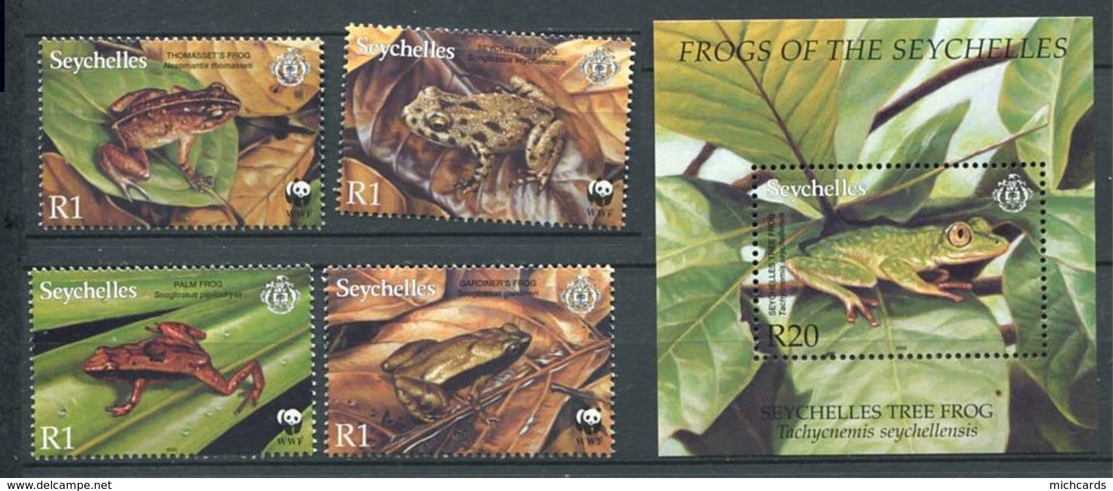 234 SEYCHELLES 2003 - Yvert 860/63 BF 43 - Grenouille - Neuf ** (MNH) Sans Trace De Charniere - Seychelles (1976-...)