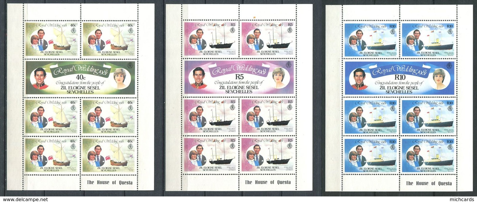 234 ZIL ELOIGNE SESEL Seychelles 1981 - Yvert 23/28 En Feuille - Mariage Royal Prince - Neuf ** (MNH) Sans Charniere - Seychelles (1976-...)