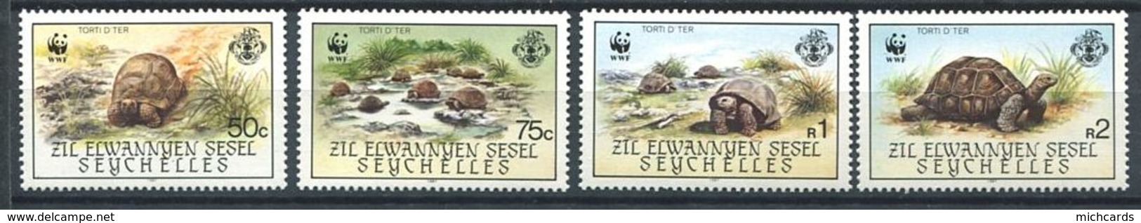 234 ZIL ELWANNYEN SESEL Seychelles 1987 - Yvert 154/57 - WWF Tortue - Neuf ** (MNH) Sans Charniere - Seychelles (1976-...)