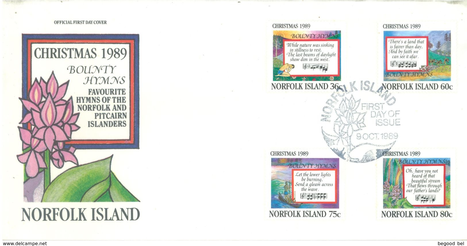 NORFOLK ISLAND - FDC - 9.10.1989 - CHRISTMAS - Yv 460-463 ASC 462-465- Lot 17492 - Ile Norfolk