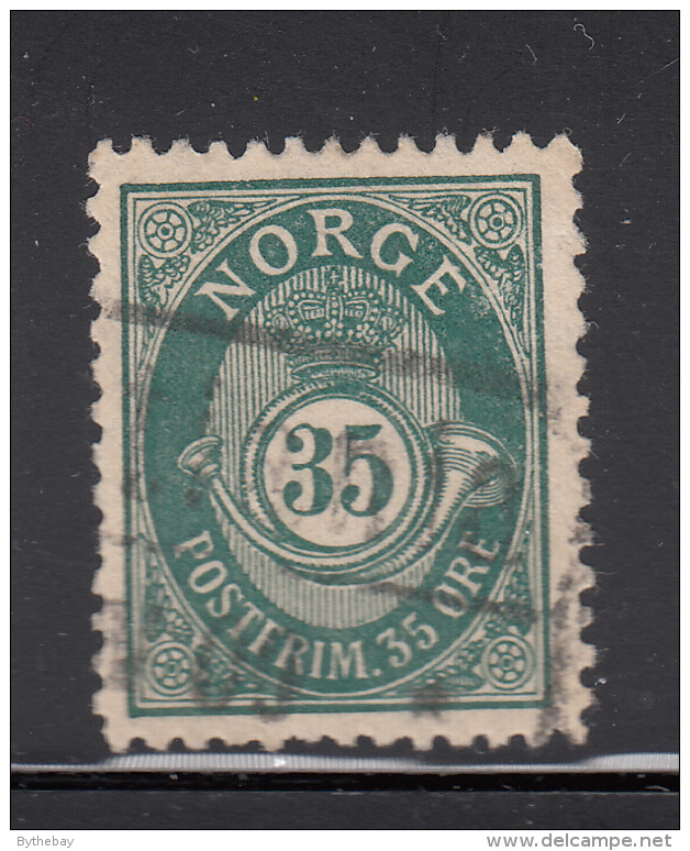 Norway 1893-1908 Used Scott #56a 35o Post Horn Variety: Dent Top Of Large 3 - Oblitérés
