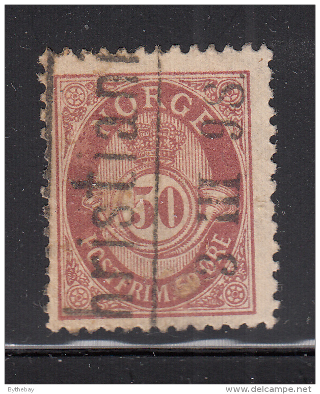 Norway 1893-1908 Used Scott #57a 50o Post Horn - Oblitérés