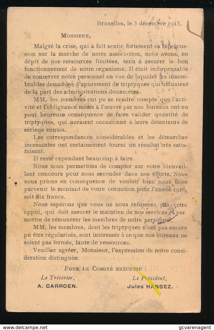 ASSOCIATION AUTOMOBILE ROYALE BRUXELLES  - NAAR ASSE 1916 - LOUIS VAN GINDERACHTER HOUBLONS - 2 SCANS - Asse