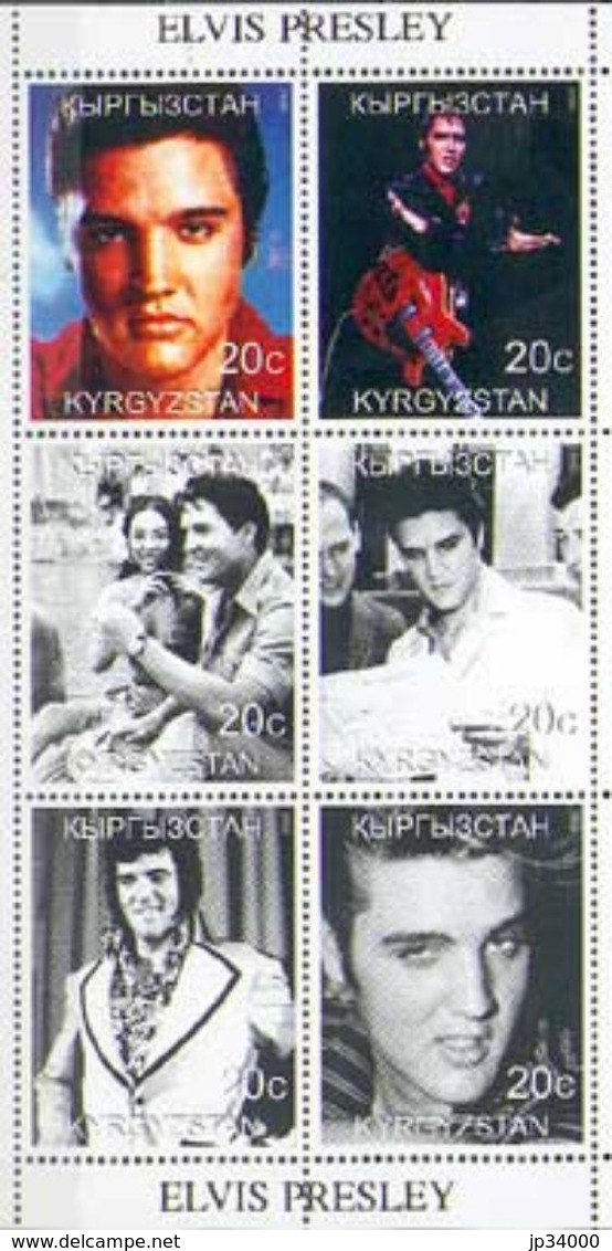 KIRGHISTAN ELVIS PRESLEY, Feuillet 6 Valeurs (émis En 1999) Neuf Sans Charniere MNH - Elvis Presley