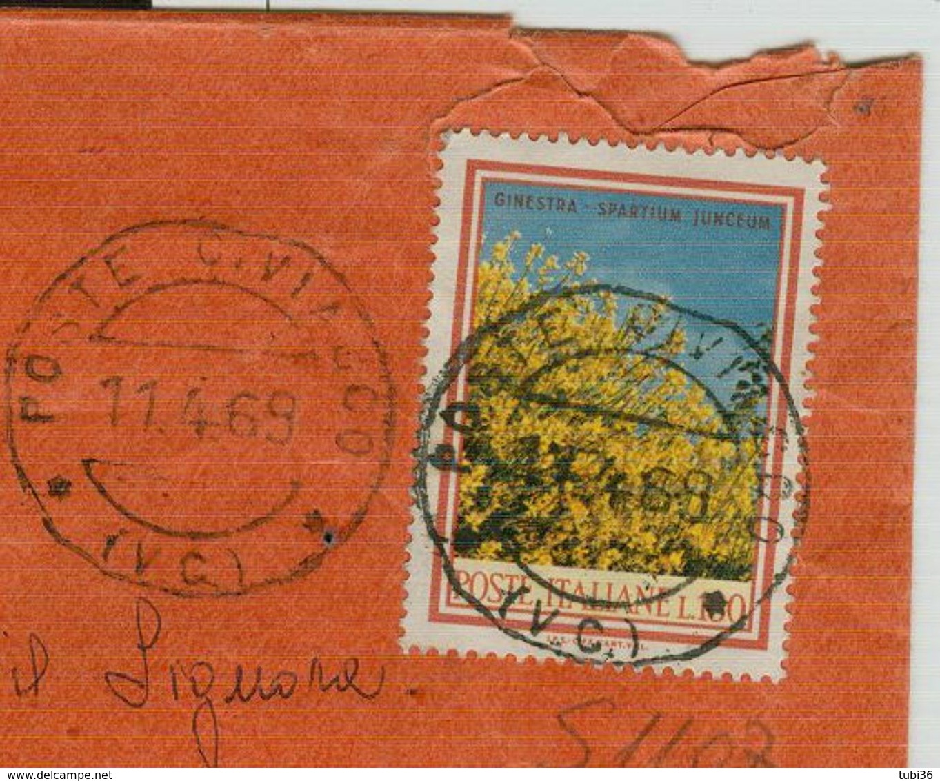 FLORA £.170 (S1107),ISOLATO TARIFFA LETTERA RACCOMANDATA,1969,TIMBRO POSTE CIVIASCO (VERCELLI), - 1961-70: Marcophilie