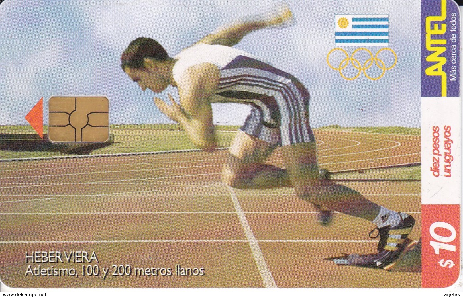 Nº 133 TARJETA DE URUGUAY DE ANTEL DE ATLETISMO  (CHIP G4 NEGRO) - Uruguay