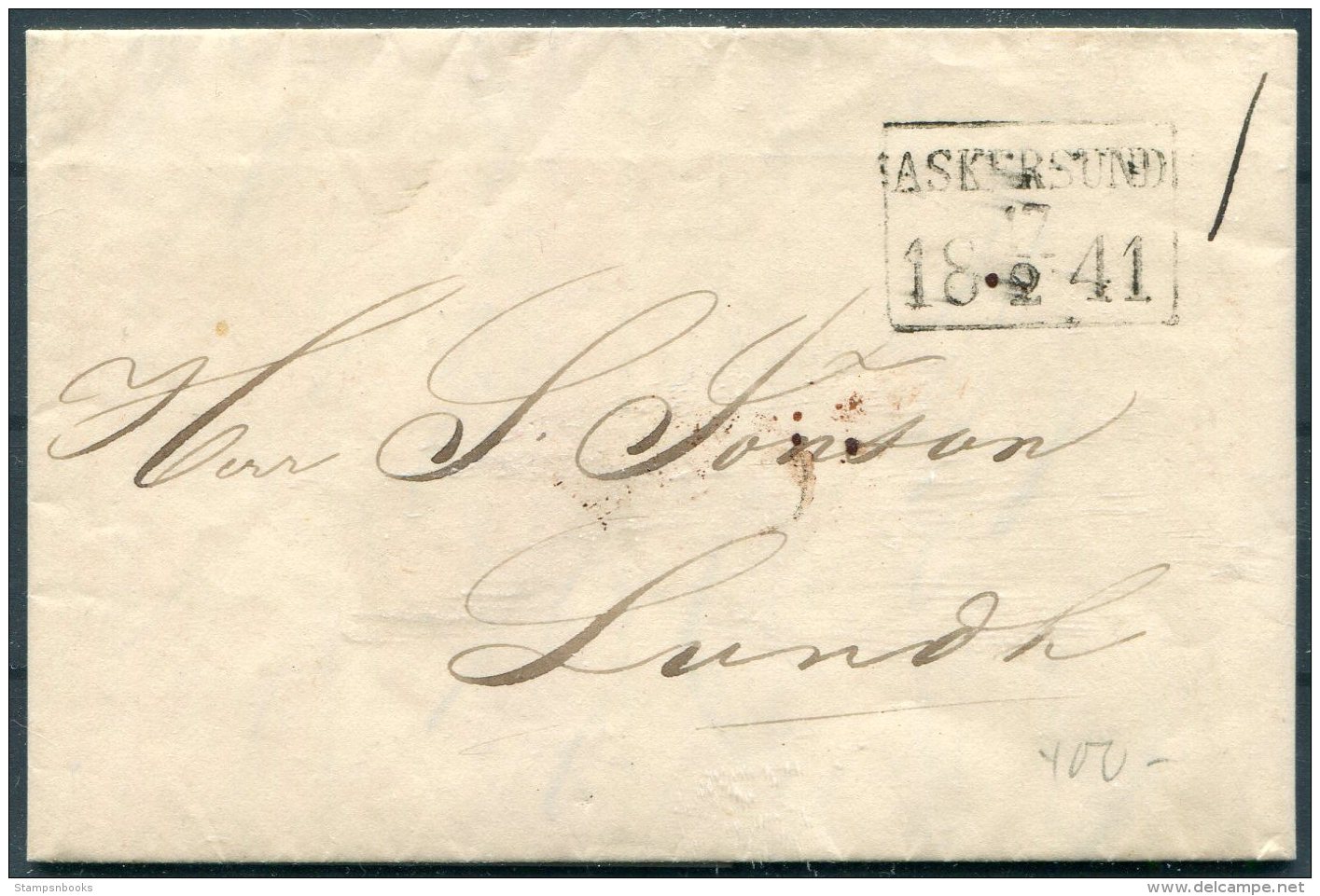 1841 Sweden Entire Askersund - ... - 1855 Préphilatélie