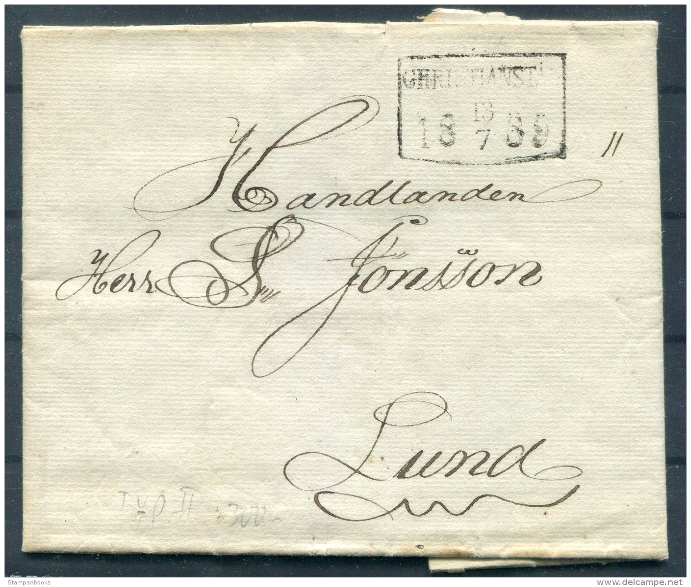 1839 Sweden Entire Christianstad - Lund - Prefilatelia