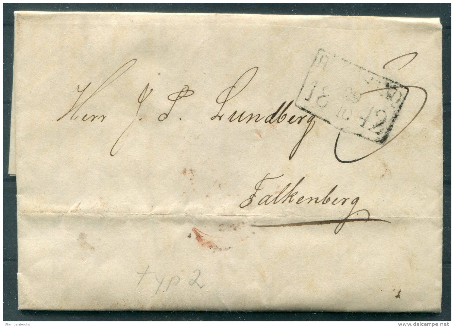 1842 Sweden Entire Halmstad - Falkenberg - ... - 1855 Préphilatélie