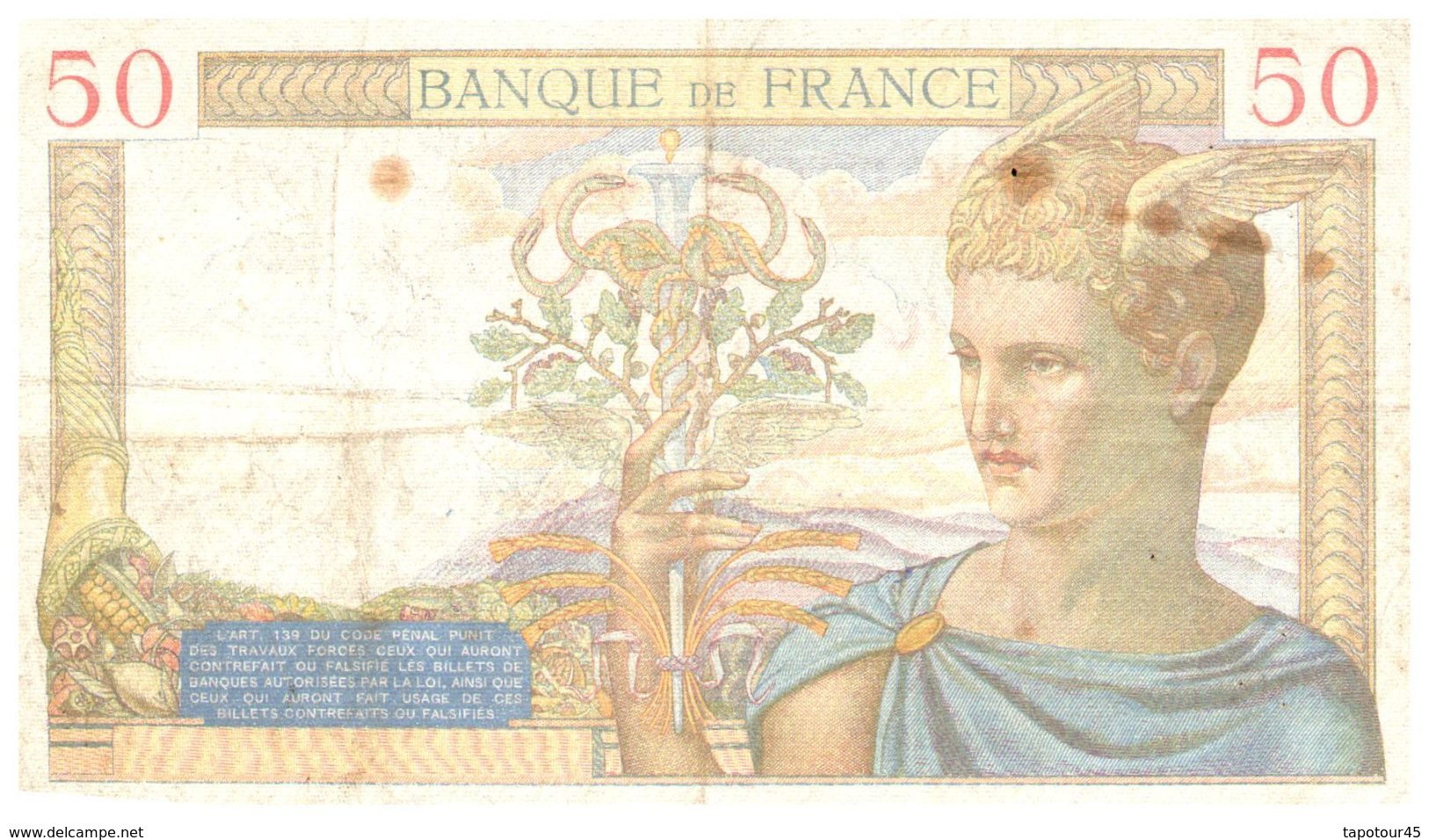 Billet  >  France > 50 Francs 1935 - 50 F 1934-1940 ''Cérès''