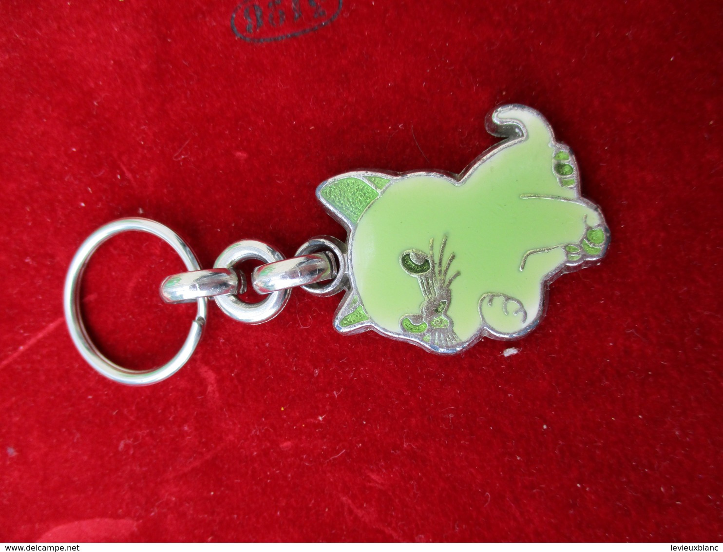 Porte-clés/Animal / CHAT Vert / En Bronze Cloisonné Et émaillé /Années 70-90   POC324 - Porte-clefs