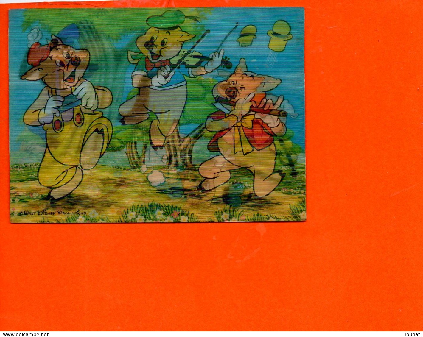 Walt DISNEY Productions En 3D - Vision Relief - Les 3 Petits Cochons Et Le Loup - Fantaisise - Carte à Système) - Autres & Non Classés