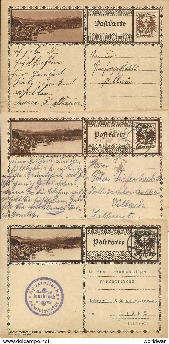 Ab 1927  8 Bildpostkarten Bregenz (3 Nuancen), Eisenstadt (4 Nuancen), ötscher - Autres & Non Classés