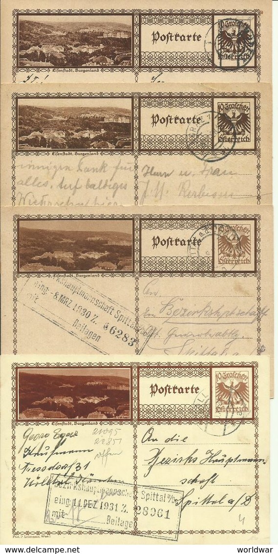 Ab 1927  8 Bildpostkarten Bregenz (3 Nuancen), Eisenstadt (4 Nuancen), ötscher - Autres & Non Classés