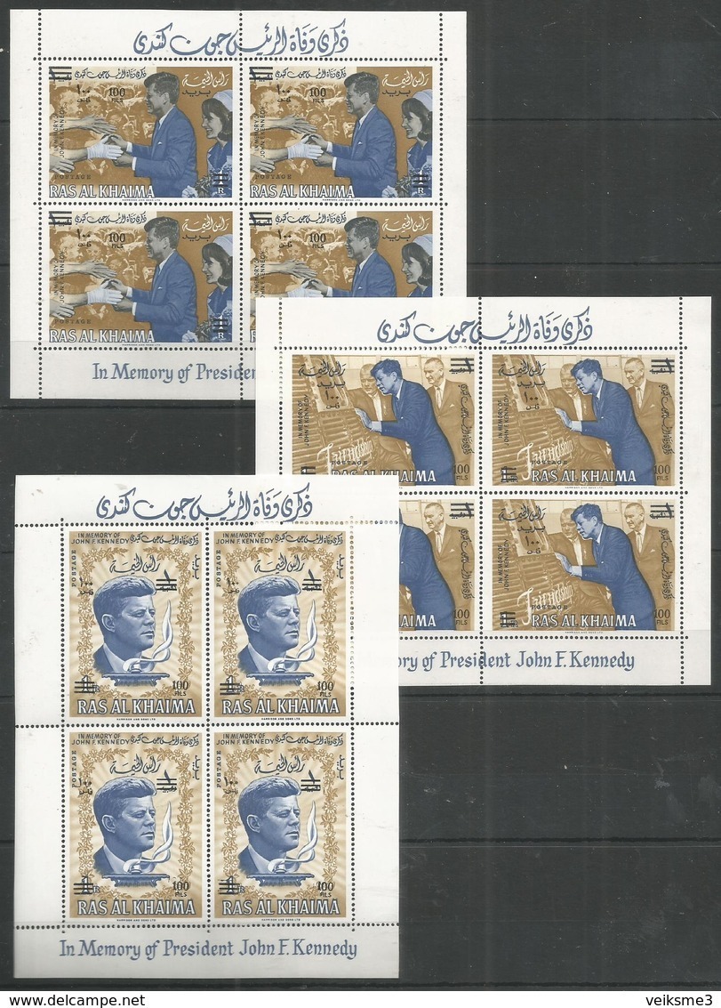 4x RAS AL KHAIMA - MNH - Famous People - Space - Kennedy - New Currency - Kennedy (John F.)