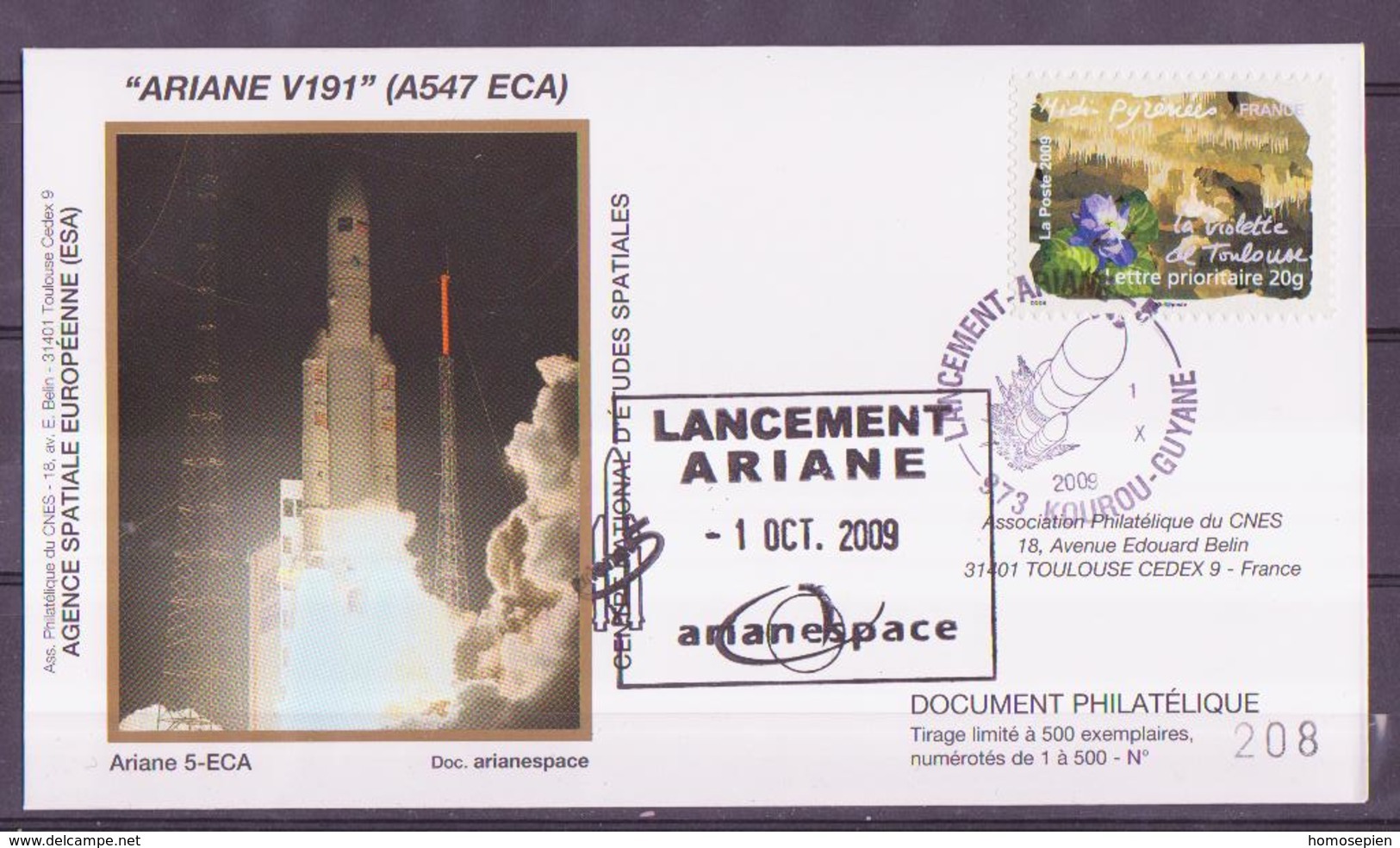 ESPACE - ARIANE Vol Du 2009/10 V191 - CNES - 4 Documents - Europe