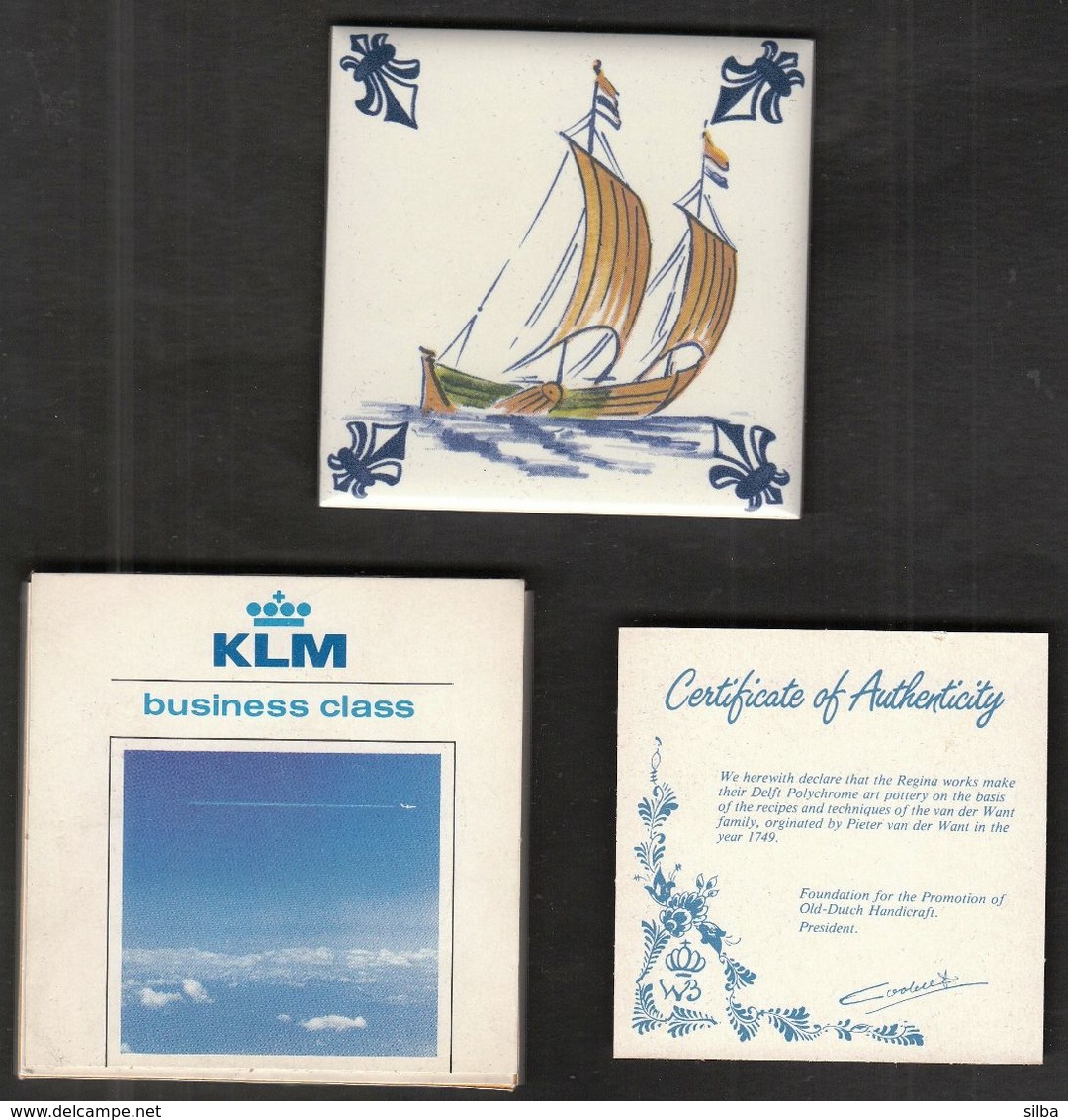 Netherlands / KLM Business Class / Delft Polychrome / Porselein Tegel / Porcelain Tile / C 3 - Fishing Boat - Delft (NLD)