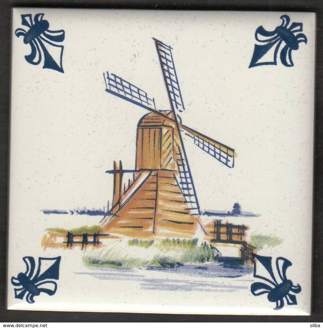 Netherlands / KLM Business Class / Delft Polychrome / Porselein Tegel / Porcelain Tile / A 9 - Drainingmill - Delft (NLD)