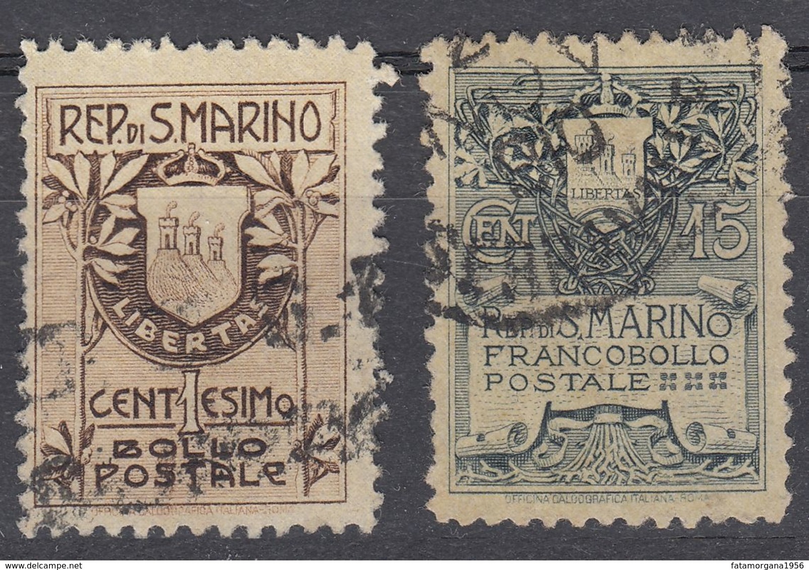 SAN MARINO - 1907 - Serie Completa Usata: Yvert 47 E 48, Come Da Immagine. - Oblitérés