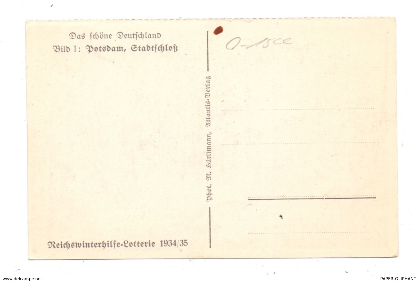 0-1500 POTSDAM, Stadtschloß, WHW 1934 / 35 - Potsdam