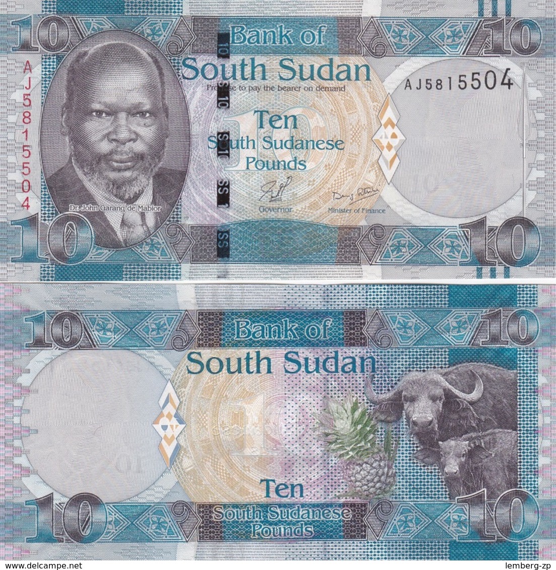 South Sudan - 5 Pcs X 10 Pounds 2011 UNC Lemberg-Zp - Soudan