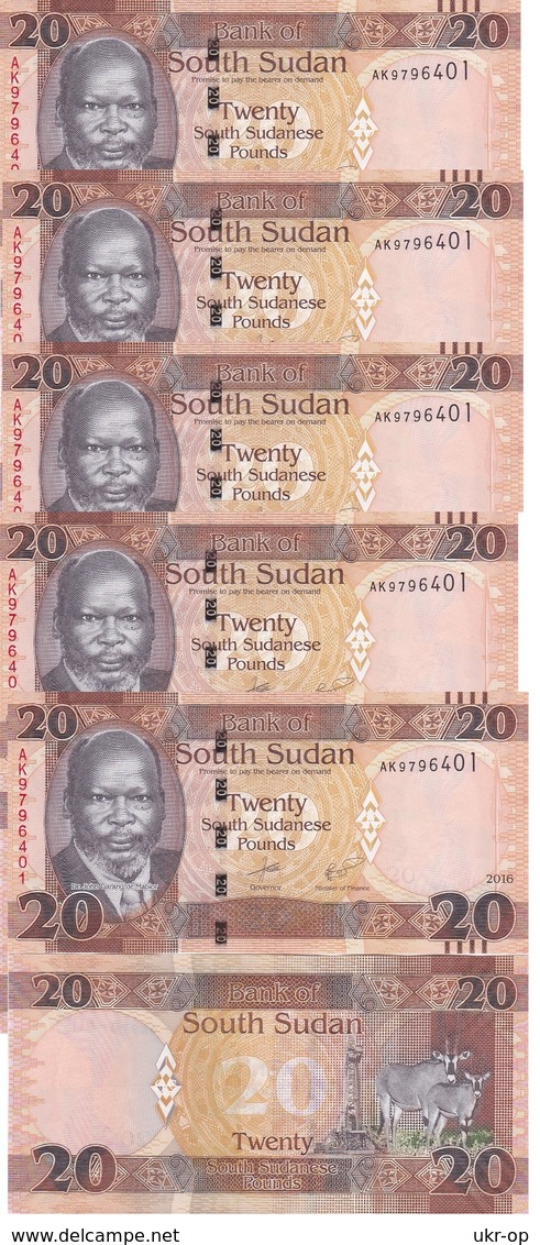 Sudan South - 5 Pcs X 20 Pounds 2016 UNC Ukr-OP - Sudan