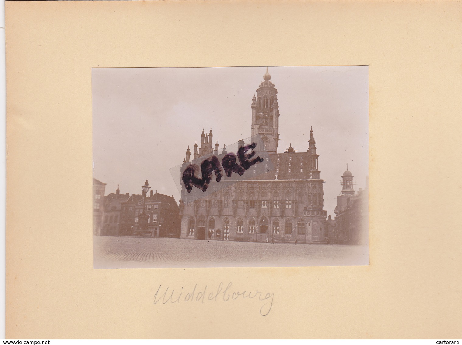 LOT DE 2 PHOTOS ANCIENNES,1880,BELGIQUE,MIDDELBOURG,RARE,SUR LE MEME CARTON,RECTO VERSO - Places