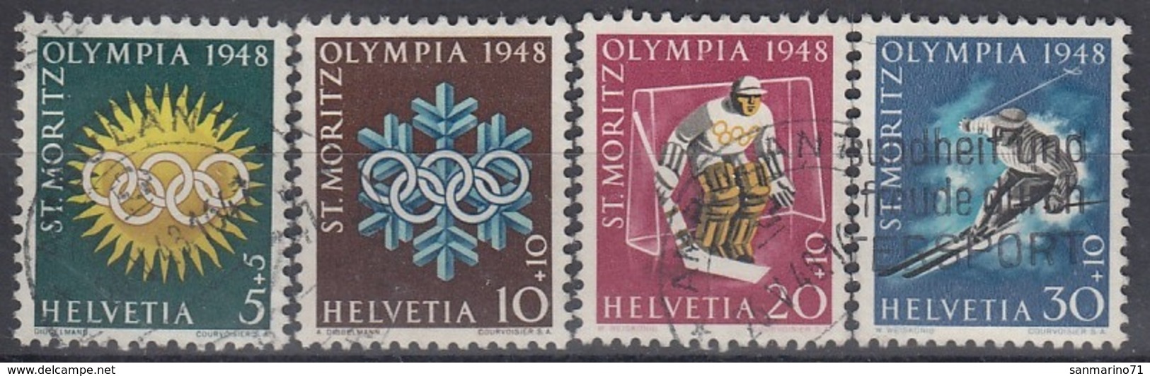 SWITZERLAND 492-495,used,falc Hinged - Hiver 1948: St-Moritz