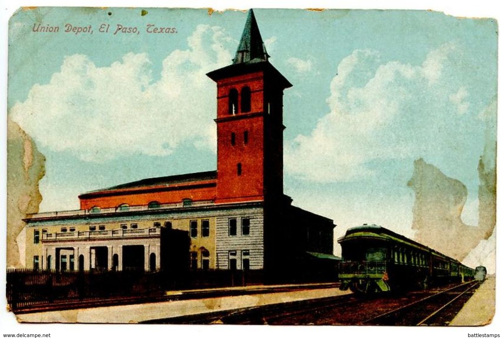 United States 1912 Postcard Union Depot - El Paso, Texas - El Paso